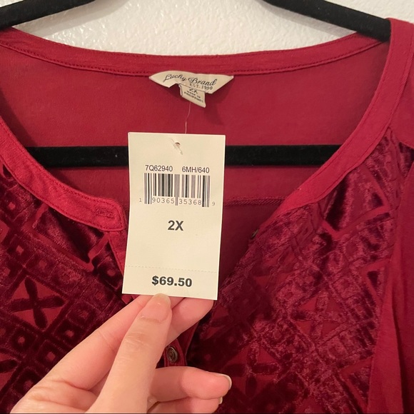Lucky Brand Long Sleeve Top 2X - Picture 4 of 9